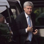 Harper arrives at his office in Ottawa on Oct. 21, 2015 (Adrian Wyld/CP)