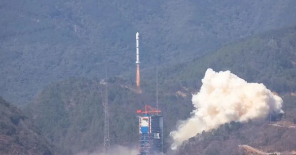 Liftoff of a Long March 2C rocket from Xichang on March 5, 2022, carrying seven satellites.